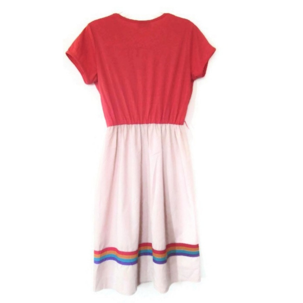1980s vintage coral rainbow dress size medium 6 8 - Picture 5 of 5